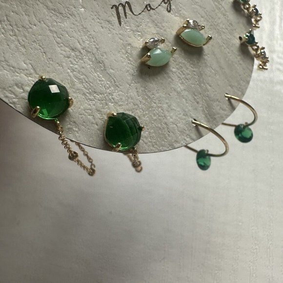 Anthropologie Birthstone Earrings Multi Pack May Green Zodiac Set BNWT - Picture 2 of 6